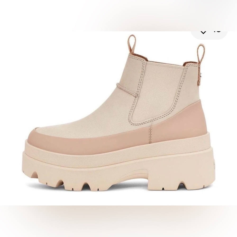 UGG Brisbane lug stack leather neutral cream boot